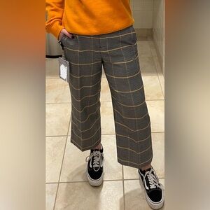 Ann Taylor Factory Petite wide-leg high-rise cropped plaid pants